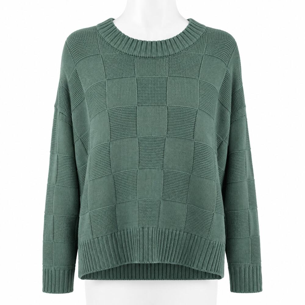 Maurices Soft Slouchy Checkerboard Knit Sweater Coastal Cozy Cottagecore Medium